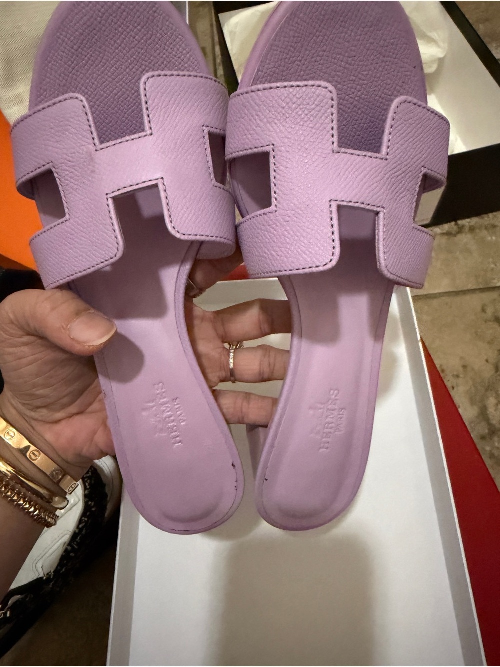 Hermes Lilac Slide Mules in Pastel Purple